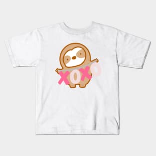 Cute Valentine’s Day XOXO Hugs and Kisses Sloth Kids T-Shirt